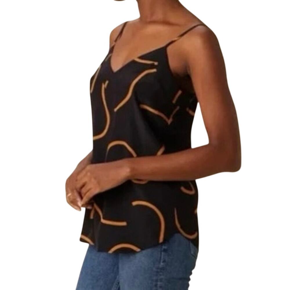 Amour Vert NWT Barlow Washable Silk Cami Black Caramel Waves Size 2x